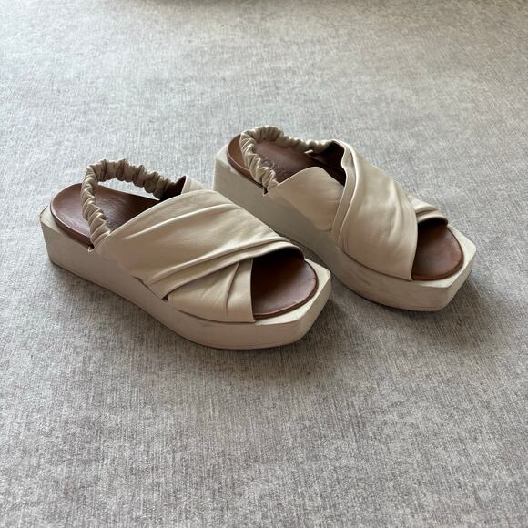 Anthropologie Shoes - Leather Cream Platform Sandals